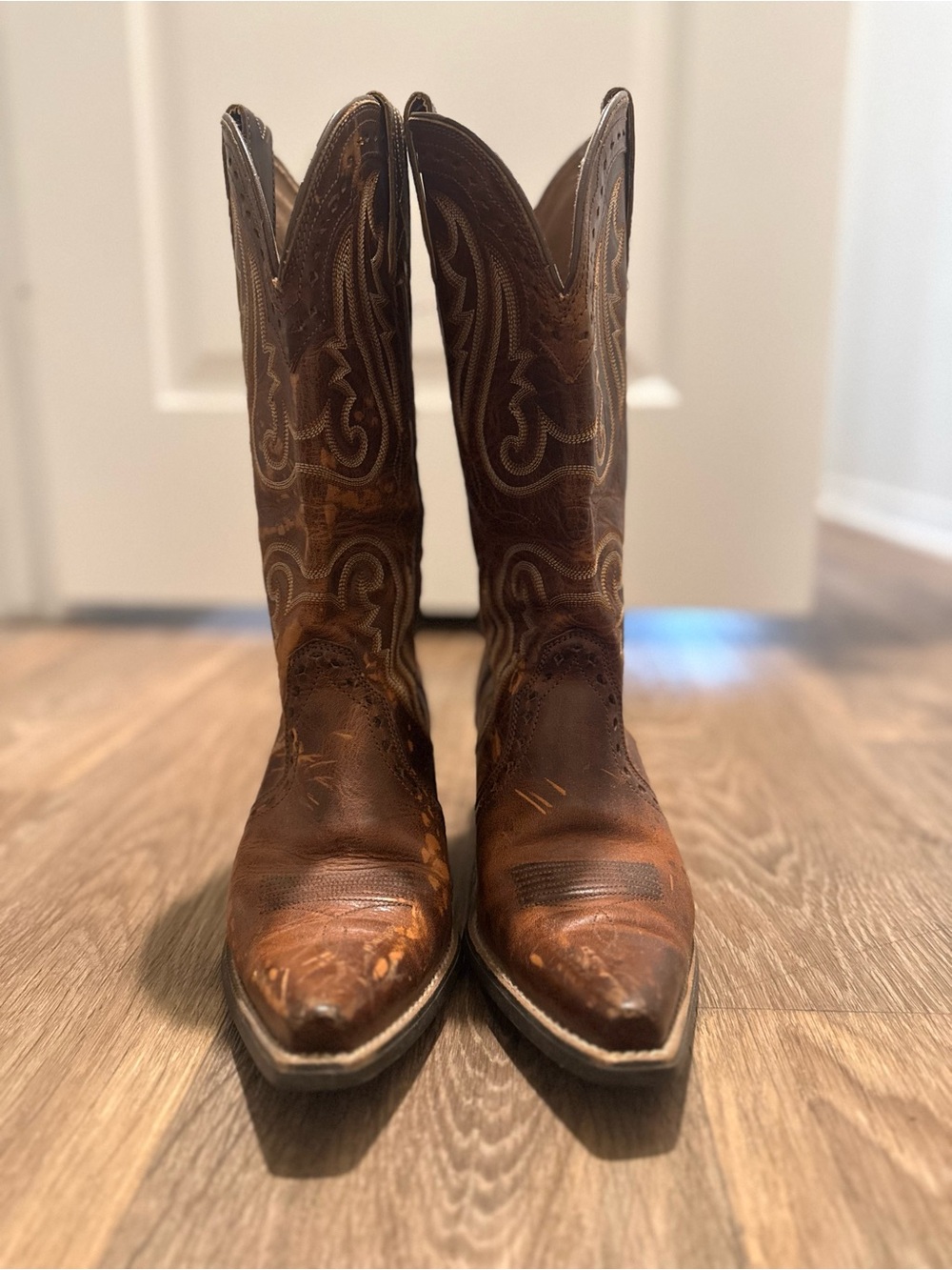 Ariat Brown Leather Western Heeled Cowboy Boots - Picture 2 of 5